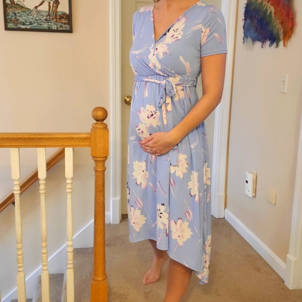 Pink Blush hi-lo maternity dress